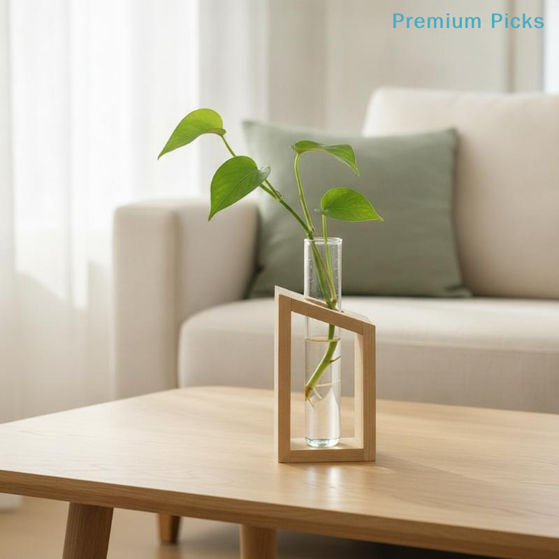 Propagation Station Vase - Tragbare Reagenzglas-Vernachlassungsvase, Hydroponik-Station mit Holzständer für