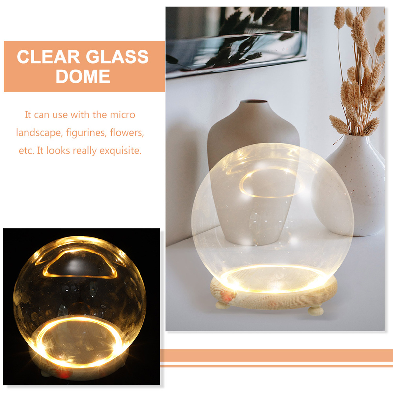 Glasabdeckung mit Holzsockel,  – Plastic Dome Clear Bewertung und Preis